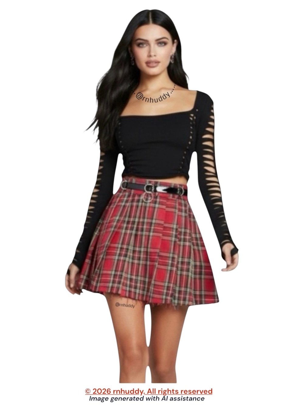 NWT Dolls Kill Current Mood XS red plaid pleated skirt